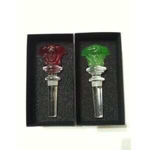 2 NEW AUTHENTIC VERSACE ROSENTHAL CRYSTAL DOUBLE SIDED MEDUSA WINE STOPPERS  NIB